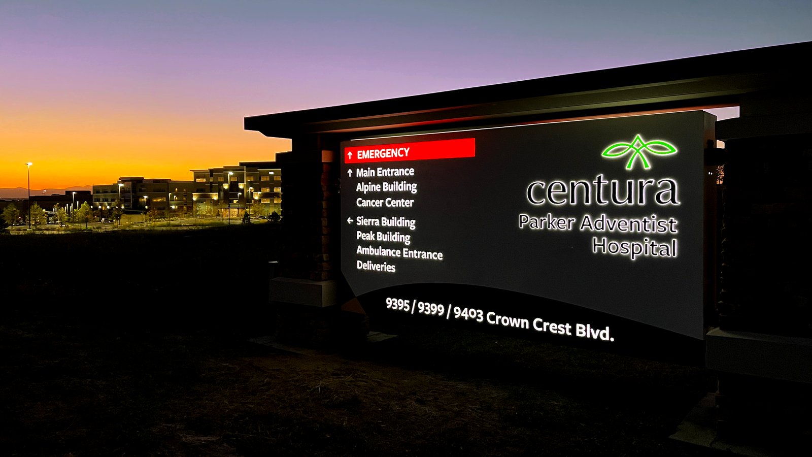 Centura Health hospital signage and wayfinding